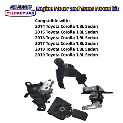 Yllhaoyuan Complete Engine Mount Set of 4 Compatible with - size: 2014-2019 Corolla 1.8L Sedan
