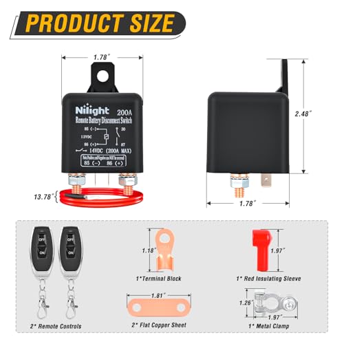 Nilight Remote Battery Disconnect Switch 12V 200A - color: 200A Remote Control