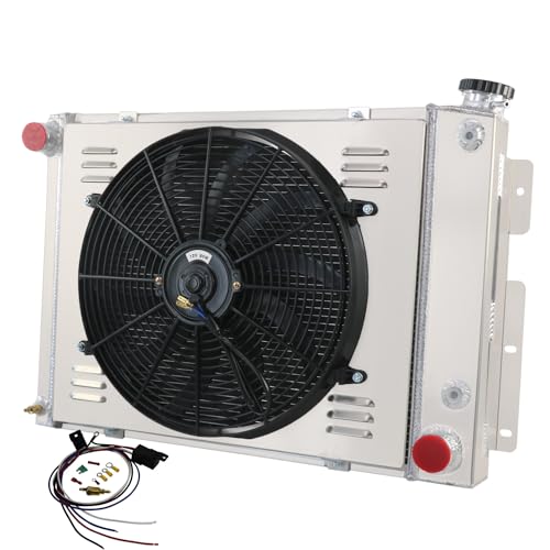3 Row Aluminium Radiator Shroud Fan Relay Replacement for 1967-1969 Chevy Replacement for Pontiac Camaro Firebird T/A 5.7L V8 1968