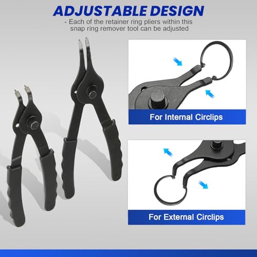 DASBET Snap Ring Plier Set 11PCS Straight & Bent Retaining Ring Pliers - color: Blue