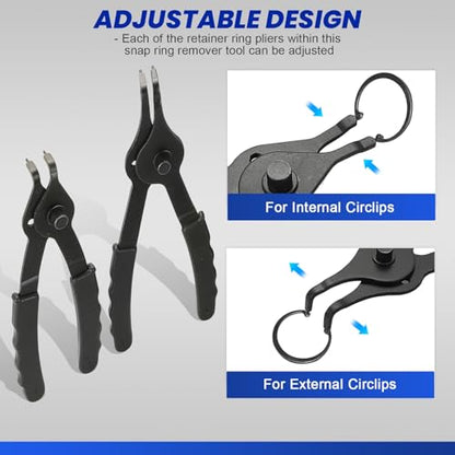 DASBET Snap Ring Plier Set 11PCS Straight & Bent Retaining Ring Pliers - color: Blue