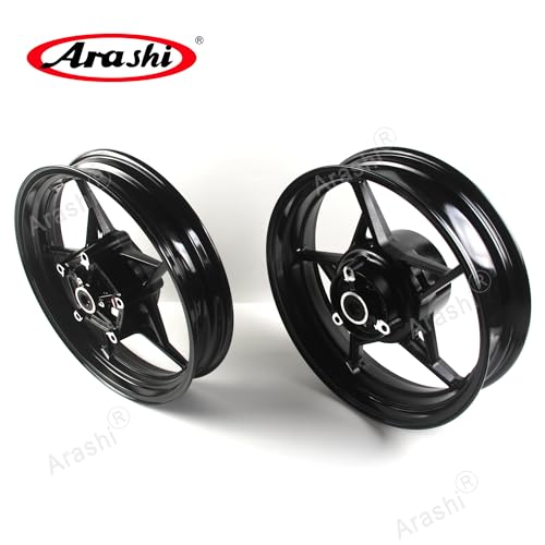 Arashi Front and Rear Wheel Rims for Kawasaki Ninja 400 Z400 EX400 2018-2024 ABS include, Ninja 500 Z500 2024-2025, Motorcycle Replacement Accessories Parts Gloss Black