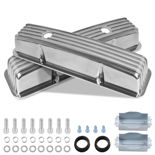 Aluminum Tall Valve Covers for 1958-1986 Chevy SBC 283 302 305 327 350 383 400 Engine Small Block Polished Valve Covers - Silver - color: Silver