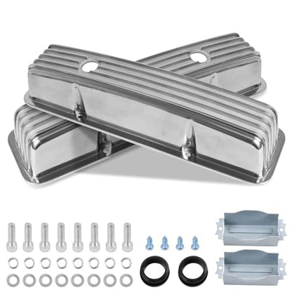Aluminum Tall Valve Covers for 1958-1986 Chevy SBC 283 302 305 327 350 383 400 Engine Small Block Polished Valve Covers - Silver - color: Silver