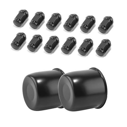 2 Pack 4.25" Push Through Trailer Wheel Center Caps & Lug Nuts - color: Matte Black