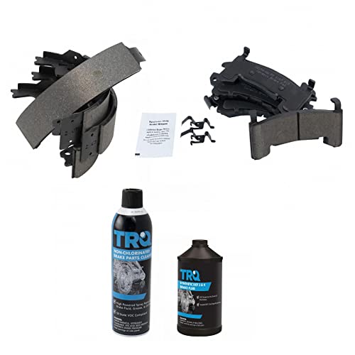TRQ Front Ceramic Brake Pad & Rear Shoe Kit w/Chemicals - color: Ceramic, size: BFA12798