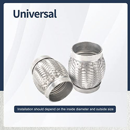 2PCS Exhaust Flex Pipe Stainless Steel Double Braid Long Heavy Duty 3''Inch x 4''Inch w/Ends 4'' inch Long - size: 3"x4"x4"