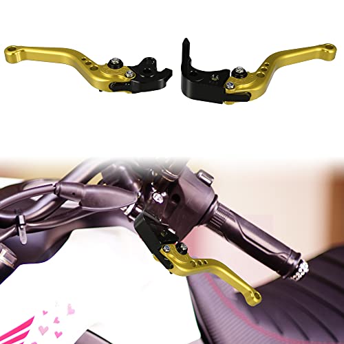 X AUTOHAUX Brake Clutch Levers Adjustable Folding CNC for Honda CBR1000RR - color: Gold Tone