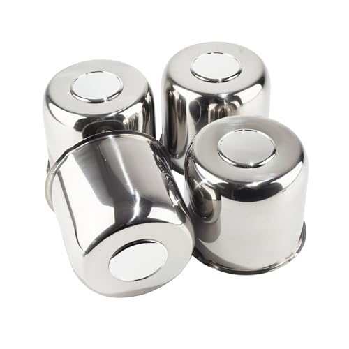 4Pcs 4.9" Stainless Trailer Wheel Center Caps, 4.47" H Chrome - color: Chrome, size: 4.9" Hub 4.47"H