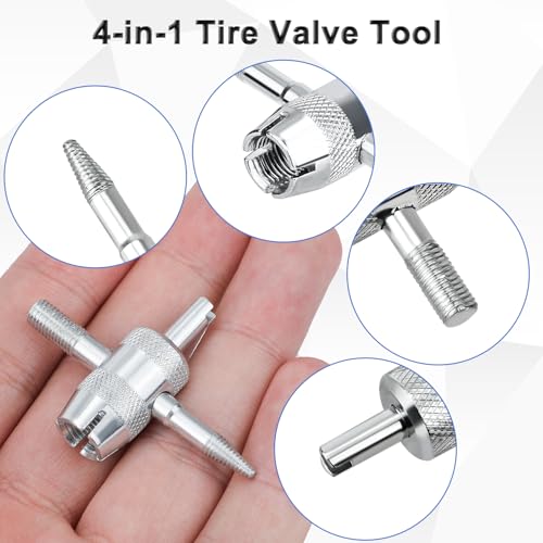 Gosknor 2pcs 4-Way Valve Core Tools, 4-in-1 Tire Valve Tool