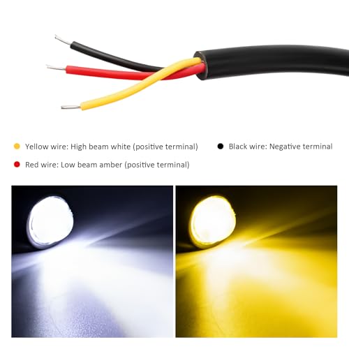 2 PCS Motorcycle LED Driving Fog Lights, 12W 12-80V White/Amber Motorcycle Spotlights with 2 ON-ON-OFF Switches, Waterproof Auxiliary Headlight for Cars Trucks Motorcycles