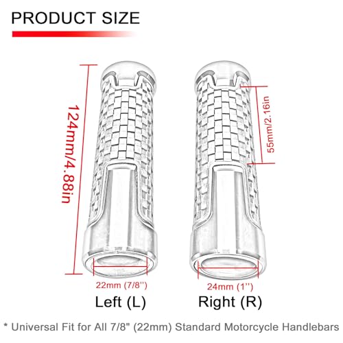 2026 Motorcycle Grips Hand Grips 7/8" Handlebar Grips Compatible with MT03 MT-03 2025 MT07 MT 07 MT09 SP MT 09 MT10 SP XSR 900 700 - color: Red