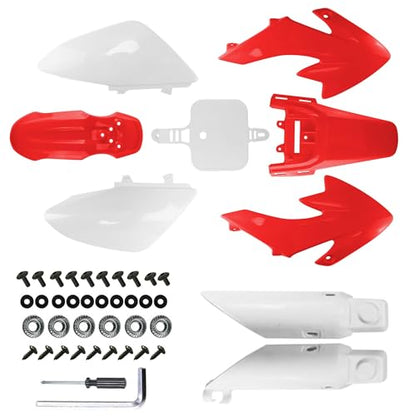 PRO BAT 7 PCs CRF50 Plastic Fender Kit with Fork Suspension Guard Cover - color: White, Red