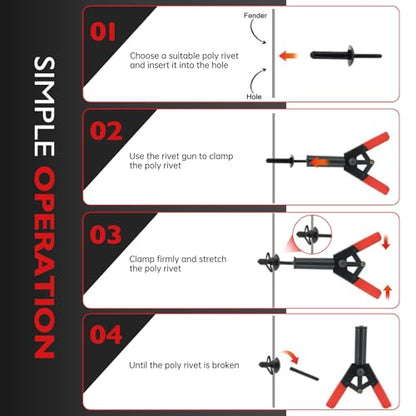 OTUAYAUTO 82Pcs Plastic Rivet Gun Set - size: 80Pcs 4 Sizes Clips with 2 Remover