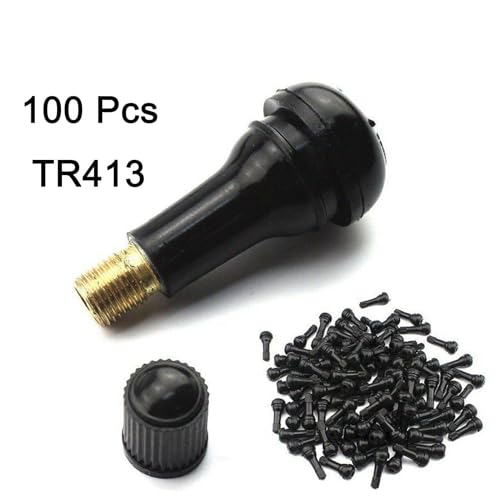 BLACKHORSE-RACING 100PCS TR413 Rubber Snap-in Tire Valve Stem - size: TR413-100pcs