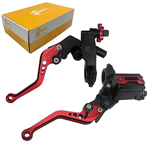 M MATI Upgrade Universal 7/8" 22mm Handlebar Brake Master Cylinder Clutch Lever Set Left & Right Motorcycle Levers Compatible with Yamaha Honda Kawasaki Suzuki Harley(RED) - color: Red