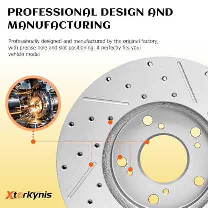 Front and Rear Drilled & Slotted Disc Brake Rotors Set Replacement for Mazda CX-30 2020 2021