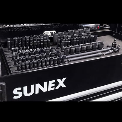 SUNEX 26102 1/2" Drive SAE & Metric 6 Point Standard & Deep & Hex Bit Master Impact & Bit Socket Set, 102-Piece - size: 102-piece SAE/Metric