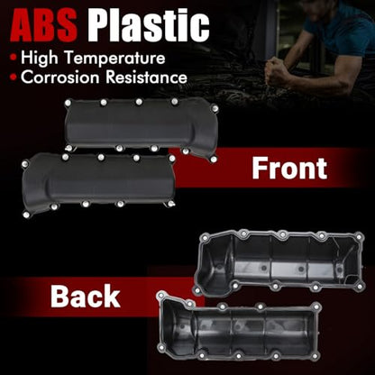 MITZONE Left and Right Engine Valve Cover Set with Gasket Bolts Compatible with 2002-2012 Dodge Dakota Durango Nitro RAM 1500 Jeep Liberty Commander Grand Cherokee 3.7L Replace 53021937AC 53021938AB - color: Black (Left and Right Side)