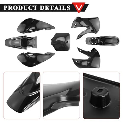PRO BAT 7 PCs Plastic Fender Complete Kit - color: Black Plastic Fender Kit