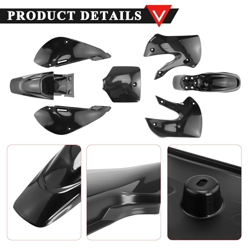 PRO BAT 7 PCs Plastic Fender Complete Kit - color: Black Plastic Fender Kit