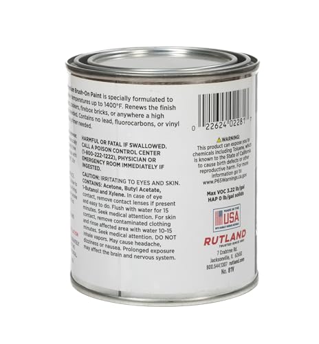 Rutland - 81V Premium 1400 Degree F Hi-Temp Brush-On Paint, 16 fl oz, Black - style: 16 oz Premium Brush-On