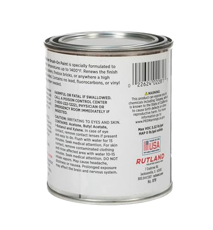 Rutland - 81V Premium 1400 Degree F Hi-Temp Brush-On Paint, 16 fl oz, Black - style: 16 oz Premium Brush-On