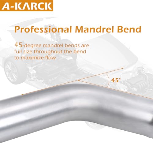 A-KARCK Exhaust 45 Degree Tube 2.5" OD, Mild Steel Exhaust Pipe Mandrel Bend, Custom Your Own Exhaust System - size: 2.5 inch 45 Degree