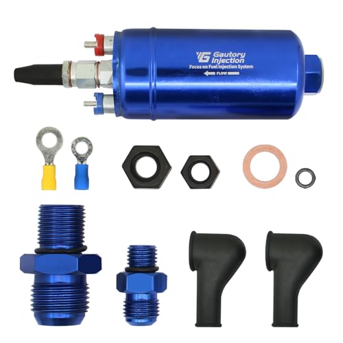 044 External Inline Fuel Pump 300LPH High Flow Universal 12V Blue - color: Blue