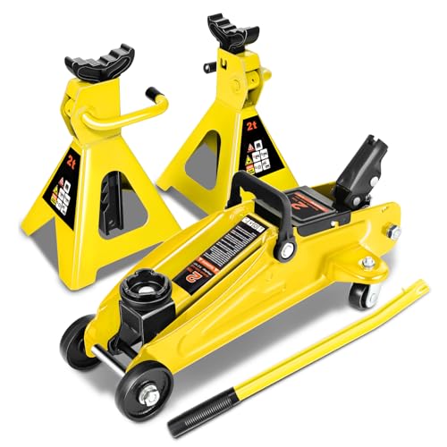 DNA Motoring 2 Ton Car Jack and Stands Kit Yellow - color: Yellow