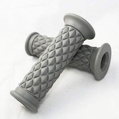 Yibid Motorcycle Hand Grips, Soft Rubber Handlebar Throttle Thruster Grip Replacement Replacement for 7/8(22mm) Handle Bar Motorized (Gray Grips) - color: Gray Grips