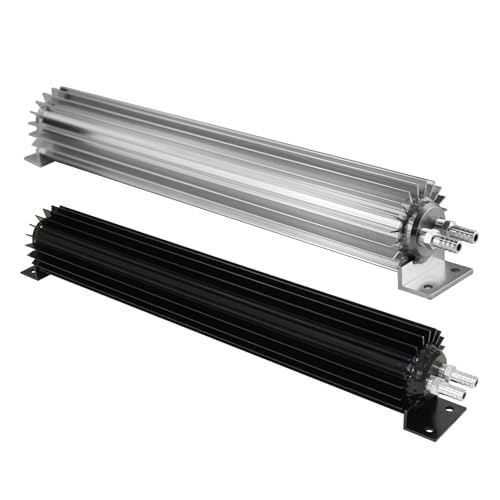Universal 18'' Aluminum Dual Pass Finned Transmission Oil Cooler W/Fittings Black - color: Black, size: 18''