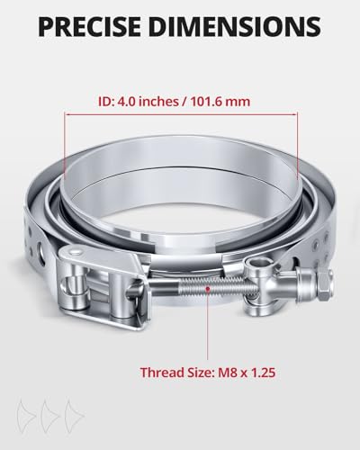 EVIL ENERGY 4.0 Inch V Band Clamp Quick Release Stainless Steel with Flange Male Female Mild Steel - size: 4.0"