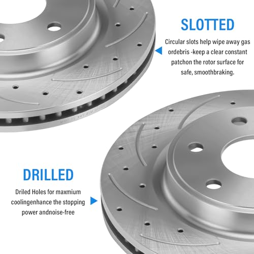 12.80" inch Front Drilled and Slotted Brake Rotors Kits - size: S-55150+D1169