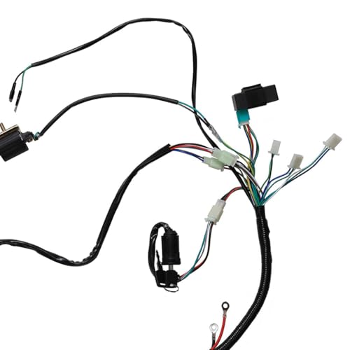 8in1 Motorcycle Cable Assembly (CDI, Kill Switch, Full Wave Rectifier, Ignition Switch, Ignition Coil, Spark Plug, Regulator, Wiring Harness) for 50cc- 25cc Electric start ATV Quad Buggy Moped Go Kart