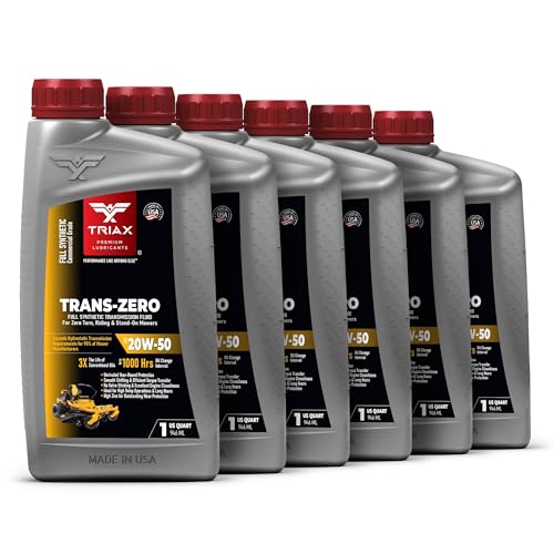TRIAX Trans-Zero 20W-50 Full Synthetic Hydrostatic Transmission Oil | For Zero-Turn, Riding, and Stand-On Lawn Mowers | Unrivaled Year-Round Protection (6 Quart Pack) - size: 6 Quart Pack