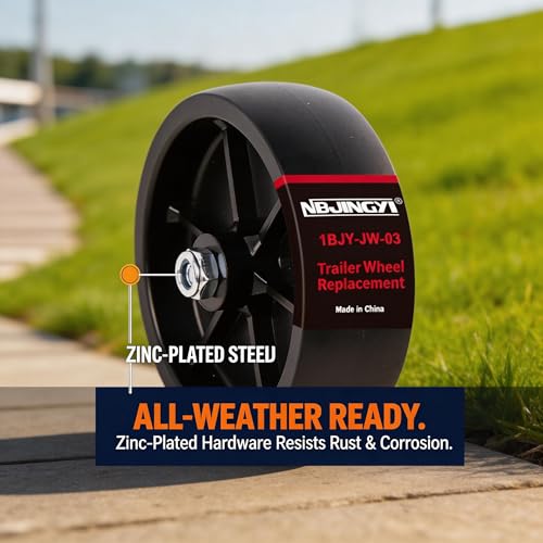 NBJINGYI 6" Trailer Jack Replacement Wheel with 3/8" Bolt and Nut, 1,200 lbs Capacity Heavy Duty Poly Trailer Tongue Jack Wheel for Boat, RV and Utility Trailers, Black