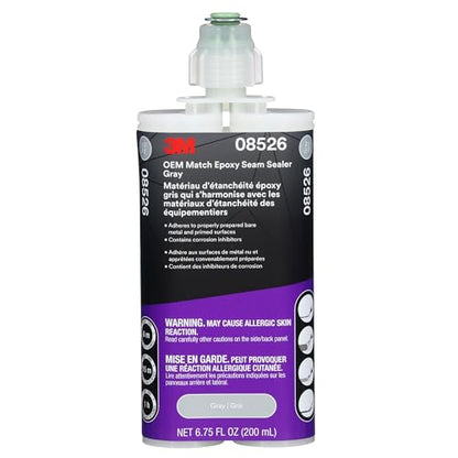 3M OEM Match Epoxy Seam Sealer 08526, Gray, 200 ml, Automotive Two-Part Epoxy, Medium-Bodied, Fast Cure, for Automotive Bare Metal or Primed Surfaces - color: Gray