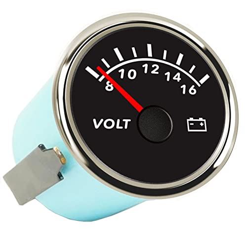 52mm Digital Voltmeter Universal Voltage Meter Volt Gauge for Motorcycle Marine Boat Car Truck 8-16V Waterproof with Red Backlight - color: Silver
