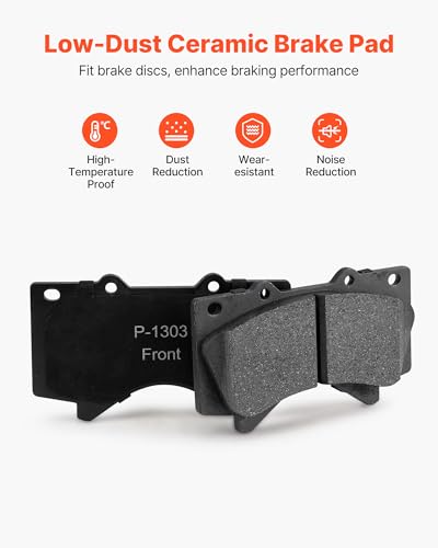 VEVOR Front & Rear Ceramic Brake Kit Compatible with 2016-2021 Lexus LX570, 2016-2021 Toyota Land Cruiser, Drilled and Slotted Brake Rotors Ceramic Brake Pads Replacement Kit, 14 inch Front Rotors - size: S-31482 + S-31483
