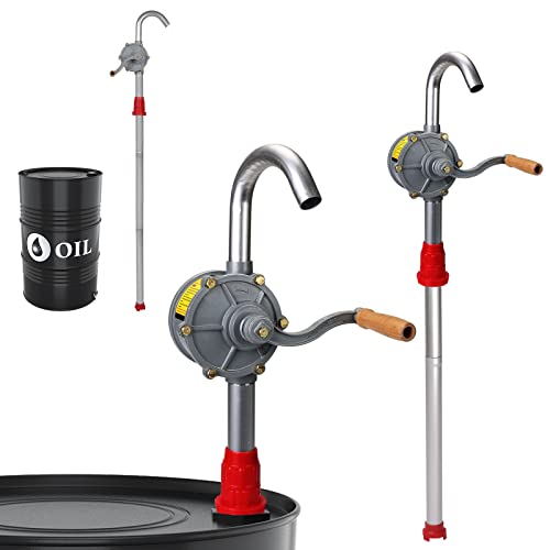 Vevitts 15-55 Gallon Rotary Hand Drum Pump, Heavy Duty Aluminum Barrel Pump for Kerosene Gasoline Oil Diesel Fuel Hydraulic Fluid