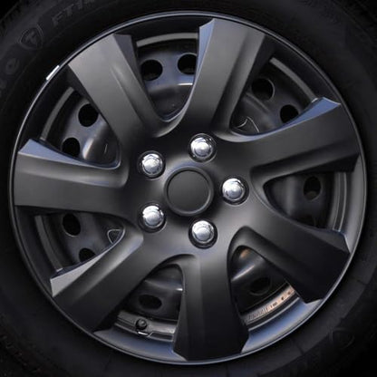 BDK Premium 16” Inch Rim Wheel Cover Hubcaps for Cars Trucks SUVs Vans - color: Black