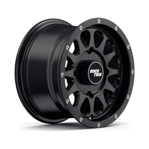 RockTrix RT111 12x7 ATV UTV Wheel 4x156 4+3 Offset, Matte Black, 1pc Single - size: 12x7 (4+3) 1pc