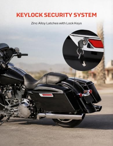 TCMT Hard Saddlebags & Liners Carpet Fit For Harley 2014-2024 - color: Chrome Latches, size: Standard