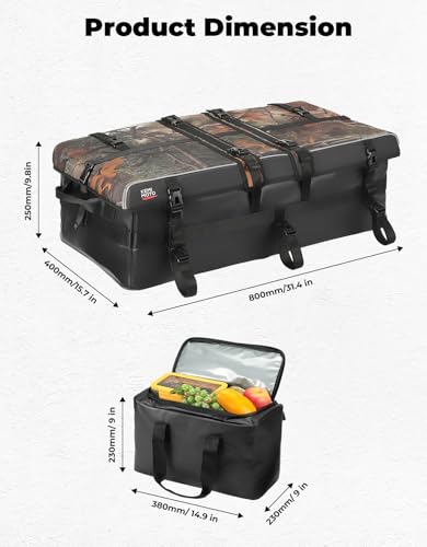 900D 80L ATV Cargo Storage Bag with 13L Cooler Rain Cover, Zipperless