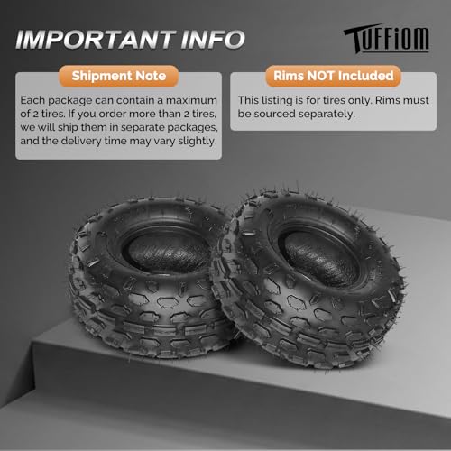 TUFFIOM 145/70-6 ATV UTV Tires for All-Terrain, 4PR Mini Bike Tires with Good Longitudinal Traction and Reversing Performance on Mud, Sand and Rocks, Tubeless, Set of 2 - size: 145/70-6 4PR (2pack)