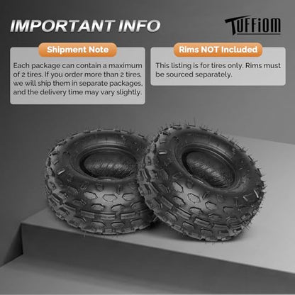 TUFFIOM 145/70-6 ATV UTV Tires for All-Terrain, 4PR Mini Bike Tires with Good Longitudinal Traction and Reversing Performance on Mud, Sand and Rocks, Tubeless, Set of 2 - size: 145/70-6 4PR (2pack)