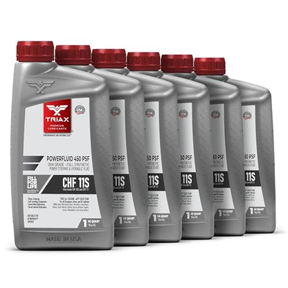 TRIAX Powerfluid 450 PSF - CHF 11S Long - Life Synthetic Hydraulic & Power Steering Fluid Compatible with Audi, Bentley, BMW, Chrysler, Dodge, Jeep, Mercedes-Benz, Mini, Porsche, and VW (6 Quart Pack) - size: 6 Quart Pack