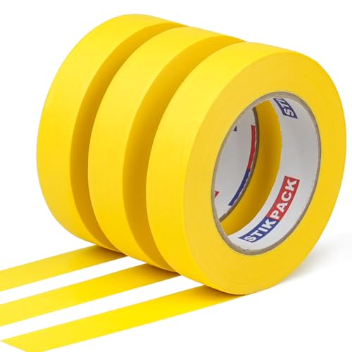3 Rolls Premium Yellow Painters Tape 0.94" x 55 Yards, Automotive Masking Tape, Paint Tape for Multi-Purpose, Painting, Painter's, DIY Crafts Arts Decoration Labeling No Residue, Easy Removal - color: yellow
