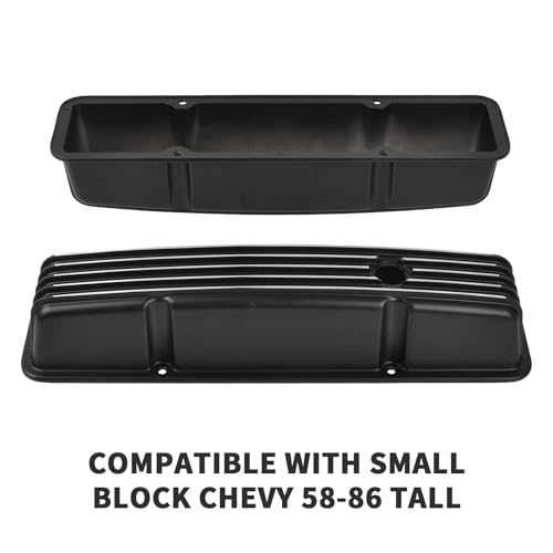 Aluminum Valve Covers Finned - color: Black, size: SBC 58-86